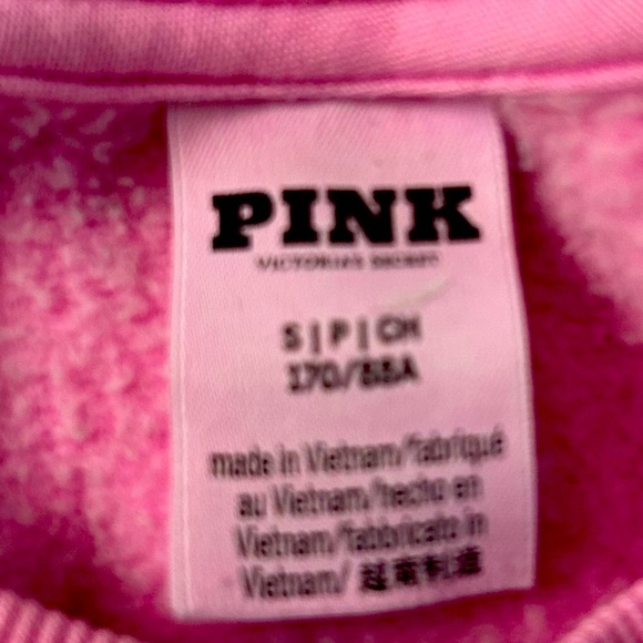 50%off w♥️ Victoria secret PINK  IVY FLEECE YOKE SEAM CREW SWEATSHIRT S - Picture 2 of 8